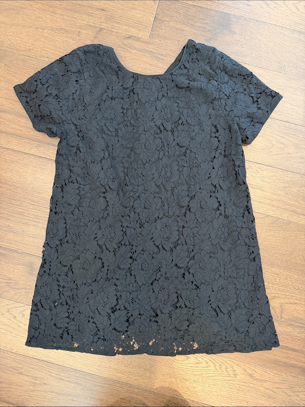 Nine West Black Floral Lace Short-Sleeve Mini Dress Size XL - C8-073
